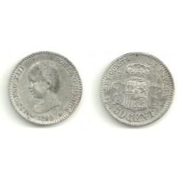 Alfonso XIII. 1892*(9-2). 50 Céntimos (MBC) (Plata) Ceca de Madrid PG-M