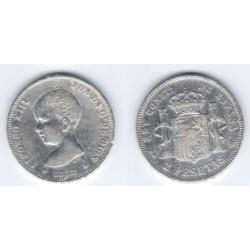 Alfonso XIII. 1892*(18-92). 2 Pesetas (MBC) (Plata) Ceca de Madrid PG-M