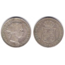 Isabel II. 1867. 40 Céntimos de Escudo (MBC) (Plata)