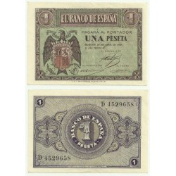 [1938] Billete de 1 Peseta (SC). Abril-1938. Serie D.