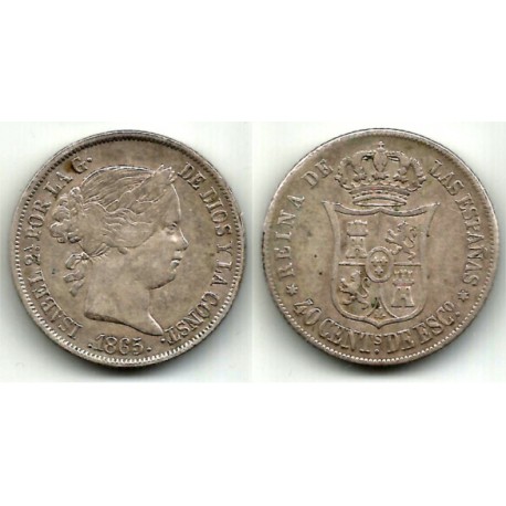 Isabel II. 1865. 40 Céntimos de Escudo (MBC) (Plata)