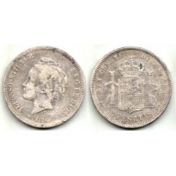 Alfonso XIII. 1893*(-----). 5 Pesetas (BC-) (Plata) Ceca de Madrid PG-V