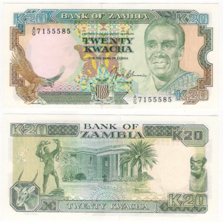 (32b) Zambia. 1989-91. 20 Kwacha (SC)