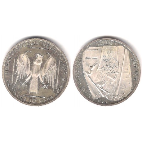 (176) Alemania. 1990(J). 10 Mark (EBC+) (Plata)