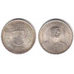 (40) Suiza. 1954(B). 5 Francs (SC) (Plata)