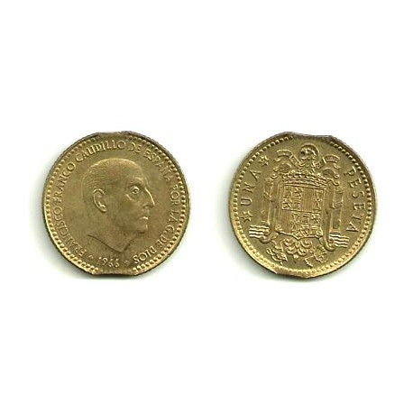 Estado Español. 1966*(19-75). 1 Peseta (EBC) Doble pellizco cospel