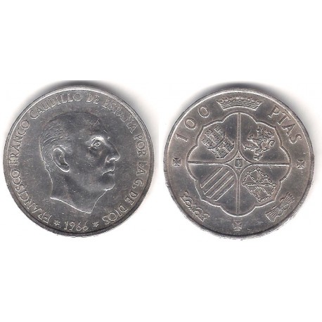 Estado Español. 1966*(19-68). 100 Pesetas (EBC) (Plata)