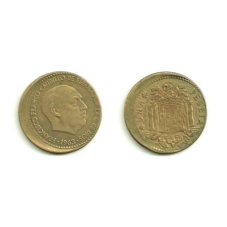 Estado Español. 1963*(19-63). 1 Peseta (MBC) Desplazada