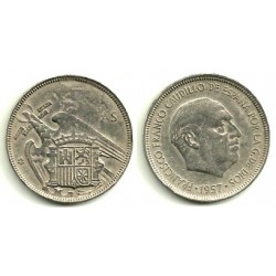 Estado Español. 1957*(66). 5 Pesetas (BC) Defecto de Acuñación