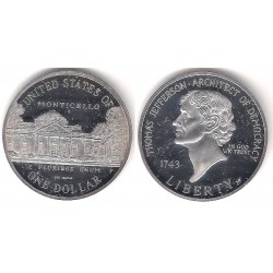 (RÉPLICA) Estados Unidos de América. 1993(P). 1 Dollar (Proof) (Plata)