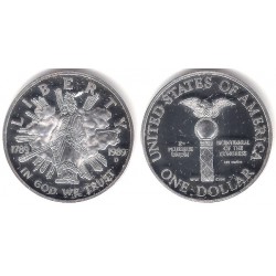 (RÉPLICA) Estados Unidos de América. 1989(D). 1 Dollar (Proof) (Plata)