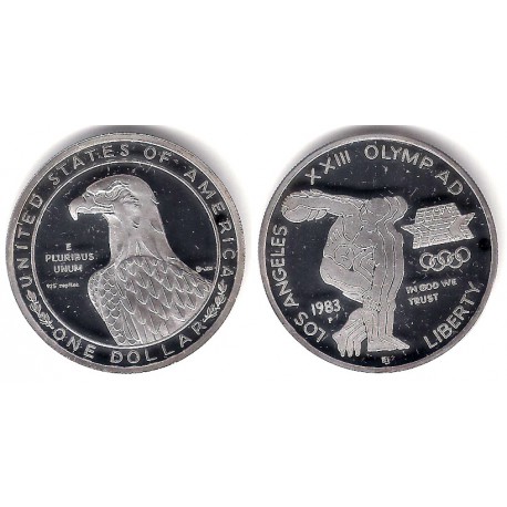 (RÉPLICA) Estado Unidos de América. 1983(P). 1 Dollar (Proof) (Plata)