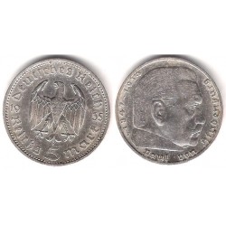 (86) Alemania (III Reich). 1935(F). 5 Mark (MBC+) (Plata)