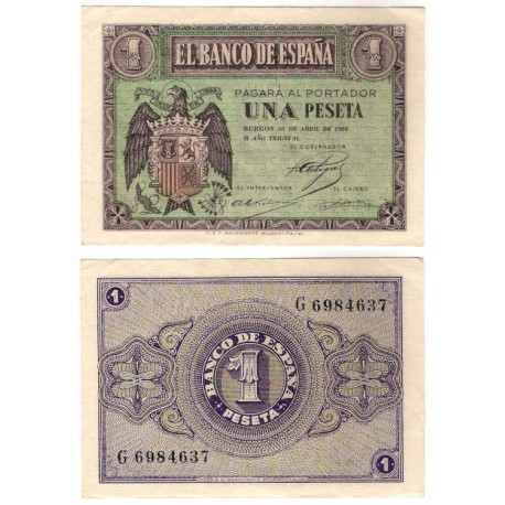 Estado Español. 1938. 1 Peseta (EBC) Serie G