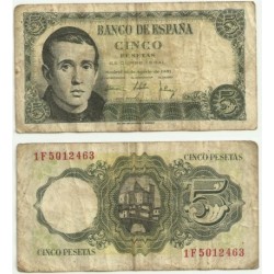 [1951] Billete de 5 Pesetas (MBC). Serie 1F.