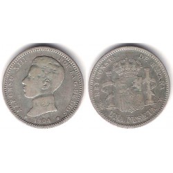 Alfonso XIII. 1904*(19-0-). 1 Peseta (BC+/MBC-) (Plata) Ceca de Madrid SM-V