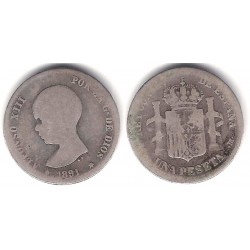 Alfonso XIII. 1891*(-----). 1 Peseta (RC) (Plata) Ceca de Madrid PG-M