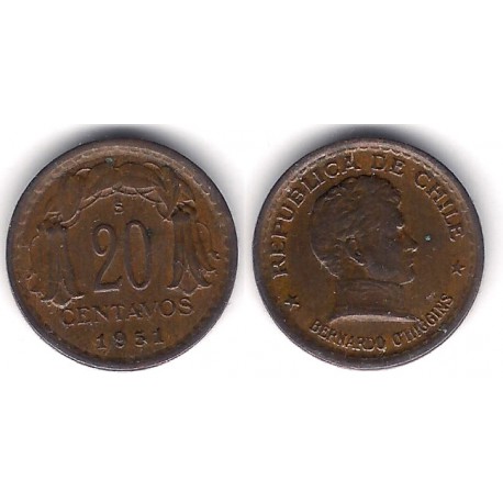 (177) Chile. 1951. 20 Centavos (SC)