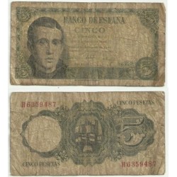 [1951] Billete de 5 Pesetas (RC). Serie H. Roturas varias.