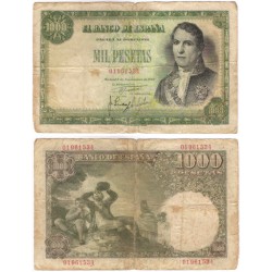 Estado Español. 1949. 1000 Pesetas (RC) Sin Serie. Roturas varias y manchas