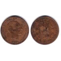 Alfonso XII. 1879. 5 Céntimos (BC-) Ceca de Barcelona OM