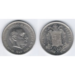 Estado Español. 1949*(19-49). 5 Pesetas (MBC-)