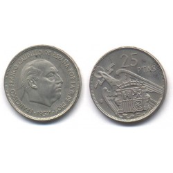 Estado Español. 1957*(75). 25 Pesetas (Proof)