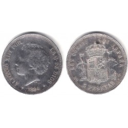 Alfonso XIII. 1894*(18-94). 5 Pesetas (EBC) (Plata) Ceca de Madrid PG-V