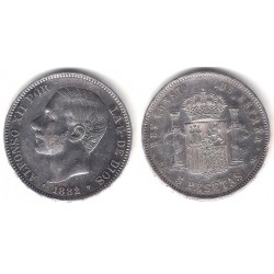 Alfonso XII. 1882*(18-82). 5 Pesetas (EBC-) (Plata) Ceca de Madrid MS-M