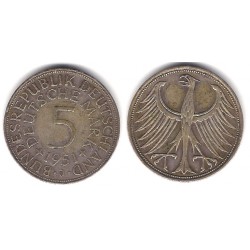 (112.1) Alemania. 1951(J). 5 Mark (MBC-) (Plata)