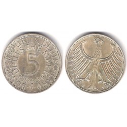 (112.1) Alemania. 1969(D). 5 Mark (EBC+) (Plata)