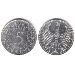 (112.1) Alemania. 1964(G). 5 Mark (MBC+) (Plata)