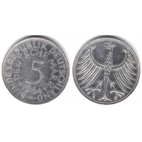 (112.1) Alemania. 1964(G). 5 Mark (MBC+) (Plata)