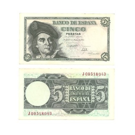 [1948] Billete de 5 Pesetas (EBC). Serie J.