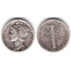 (140) Estados Unidos de América. 1937. 1 Dime (MBC) (Plata)