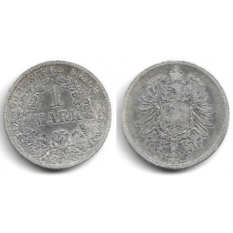 (7) Imperio Alemán. 1874(F). 1 Mark (BC+) (Plata)