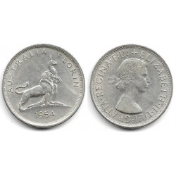 (55) Australia. 1954. 1 Florin (MBC+) (Plata)