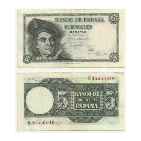 [1948] Billete de 5 Pesetas (EBC). Serie K.