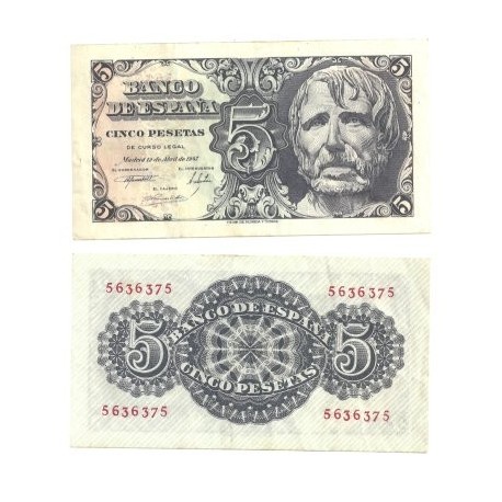 [1947] Billete de 5 Pesetas (EBC). Sin Serie.