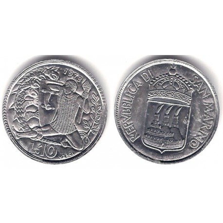 (25) San Marino. 1973. 10 Lira (SC)