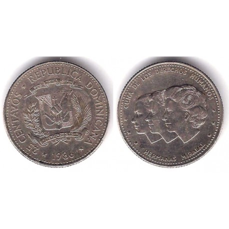 (61.2) República Dominicana. 1986. 25 Centavos (MBC-)