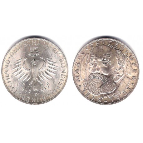 (123.1) Alemania. 1968(D). 5 Mark (EBC+) (Plata)