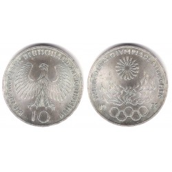 (135) Alemania. 1972(F). 10 Mark (EBC+) (Plata)