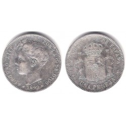 Alfonso XIII. 1896*(-8-96). 1 Peseta (MBC-) (Plata) Ceca de Madrid SG-V