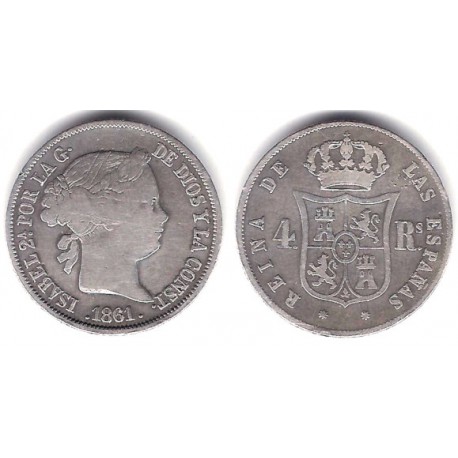 Isabel II. 1861. 4 Reales (MBC) (Plata) Ceca de Barcelona