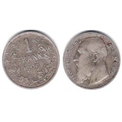 (57) Bélgica. 1909. 1 Franc (MBC) (Plata)