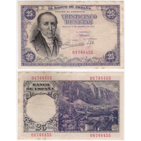 Estado Español. 1946. 25 Pesetas (MBC) Sin Serie. Manchas