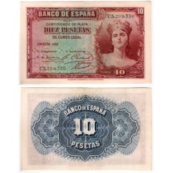 España. 1935. 10 Pesetas (EBC-) Serie C