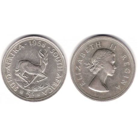 (52) Sudáfrica. 1958. 5 Shillings (SC) (Plata)