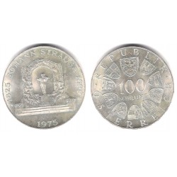 (2923) Austria. 1975. 100 Schilling (SC) (Plata)